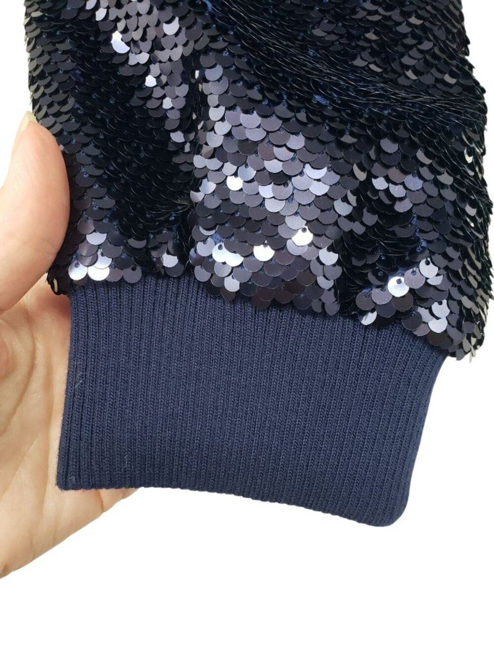 Seattle Seahawks Sequins Silver Blue Bomber Jacket Womens M Medium NFL Bling - Picture 6 of 16